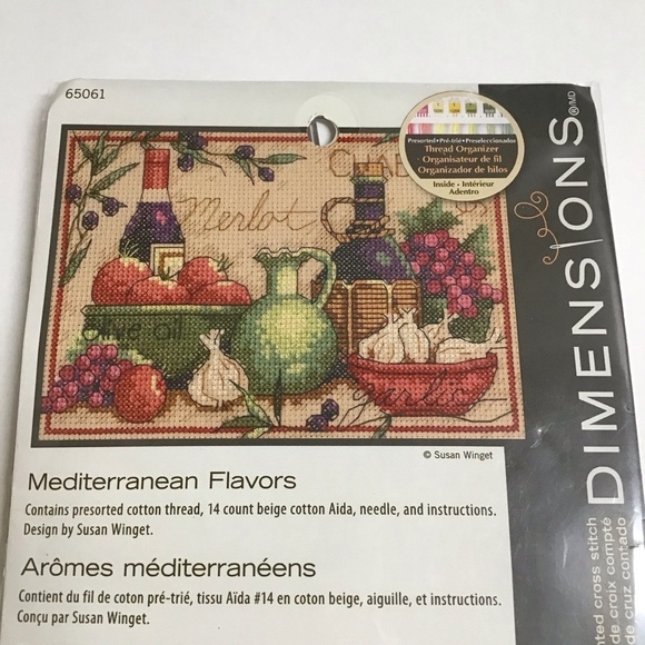 Dimensions Counted Cross Stitch Kit Susan Winget Mediterranean Flavors 7x5" NEW - Picture 3 of 7